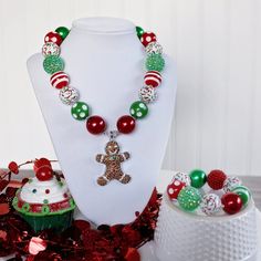 GINGERBREAD SPRINKLES Christmas Necklace Chunky Bracelet Red | Etsy Holiday Jewelry With Colorful Beads, Christmas Beaded Necklaces, Holiday Jewelry With Colorful Round Beads, Holiday Colorful Beaded Jewelry, Christmas Party Beaded Necklaces With Round Beads, Christmas Party Round Bead Necklaces, Christmas Gift Beaded Necklaces With Round Beads, Holiday Colorful Round Beads Jewelry, Christmas Gift Beaded Necklaces With Colorful Beads