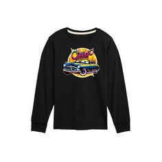 He'll love showing off his personal sense of style with this Disney / Pixar's Cars Classic Doc Hudson Long Sleeve Tee. © Disney / Pixar FEATURES Crewneck Long sleevesFABRIC & CARE Solid colors: cotton; Heather colors: cotton, polyester Machine wash Imported Size: Small. Color: Black. Gender: male. Age Group: kids. Pattern: graphic. Retro Black Top For School, Doc Hudson, Long Sleeve Graphic Tee, Cars Classic, Kids Pattern, Disney Pixar Cars, Pixar Cars, S Car, How To Show Love