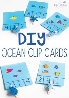 this ocean clip cards is perfect for kids to practice counting and matching numbers with their own hands