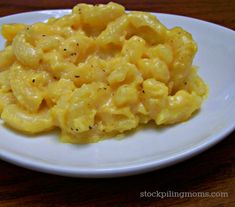 macaroni and cheese on a white plate