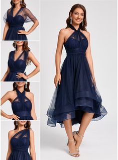 JJ's House Tulle Halter One Shoulder V-Neck Fall Spring Summer Winter A-line General Plus Faux Wrap Dresses Convertible Back Zip Other Colors Height:5.8ft（176cm） Bust:33in（84cm）Waist:26in（66cm）Hips:36in（91cm） Asymmetrical Blue Model Name:Katy  Height:5.7ft（173cm）  B. #JJ's House #Tulle #Halter #OneShoulder #VNeck #Fall #Spring #Summer #Winter #Aline #General #Plus #FauxWrapDresses #Convertible #BackZip #OtherColors #Asymmetrical #Blue Blue Wedding Guest Dresses, Summer Evening Dress, Tulle Cocktail Dress, Cocktail Dresses With Sleeves, Beach Bridesmaid Dresses, Halter Bridesmaid Dress, Chiffon Cocktail Dress, Plus Size Cocktail Dresses, Mother Of Groom Dresses