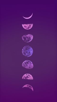 five phases of the moon in purple and pink