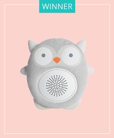 an owl shaped speaker with the words winner on it's front and bottom corner