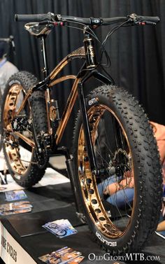 a bike is on display at an event