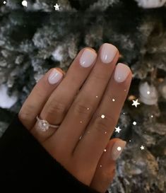 Dip Powder On Short Nails, Dip White Nails, Neutral Powder Dip Nails, Short Nail Dip Powder, Natural Dip Nails Short, Engagement Nails Dip Powder, Dip Neutral Nails, Milky Dip Nails, Engagement Nail Color