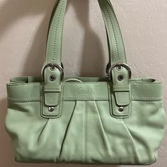 Size: Large Aprx: L16" X H8" X W7" Sage Green Leather Soho Pleated Tote Purse $113 Or Best Offer! Message For Any Questions <3 Classic Green Bag For Spring, Classic Green Bags For Spring, Formal Green Coach Bag, Coach Green Shoulder Bag For Formal Occasions, Green Coach Shoulder Bag For Formal Occasions, Formal Green Coach Shoulder Bag, Green Coach Satchel With Handles, Coach Green Satchel For Shopping, Green Coach Satchel For Shopping