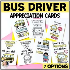 the bus driver appreciation cards are on display