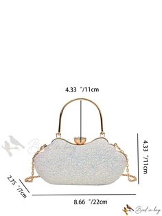 Bird in Bag - Decorative Fashion Evening Bag with Metal Accents White Party Satchel Bag, White Large Capacity Bags For Parties, White Party Bags With Large Capacity, White Satchel Evening Bag For Party, Minimalist Bag, Novelty Bags, Metal Accents, Style Minimalist, Bird In Bag