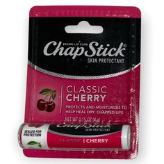 Chapstick Classic - Cherry Lip Balm 4g pack Chapstick Brand, Cherry Chapstick, Twilight Dr, Cherry Lip Balm, Chapstick Lip Balm, Lip Balm Stick, Cherry Lips, Lip Balm Tubes, Flavored Lip Balm