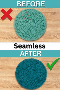 the before and after photo shows how to use crocheted rugs for flooring