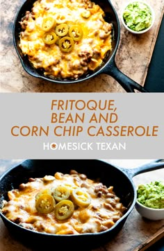 a skillet filled with corn chip casserole and topped with jalapenos