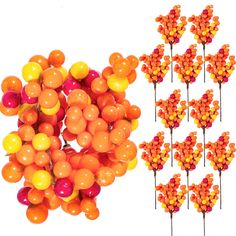 12 pcs orange and yellow balloons on sticks