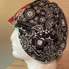 This Is A 6 Panel Welding Cap Print Is Black Bandana With Sugar Skull Red Fabric Size 8 Or Available In Any Size Just Send Me A Message To Order Black Flat Cap For Festivals, Multicolor Reversible Cap, Red Bucket Hat, Welding Cap, Carhartt Hat, Welding Caps, Black Bandana, Cabbie Hat, Gold Adidas