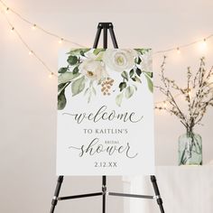 an easel with a sign that says welcome to the wedding of oscar and savannah