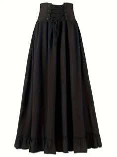 Lace High Waist Skirt Vintage Pleated Draped Solid Color - Temu High Low Skirt Outfit, Gothic Flowy Tiered Skirt, Spring Gothic Ruffled Skirt, Gothic Flowy Ruffled Skirt, Gothic Flowy Black Maxi Skirt, Gothic Black Ruffled Skirt, Pleated Drapes, High Low Skirt, Spring Skirts