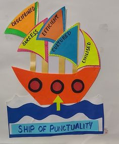 a paper cut out of a boat with words on it and the word ship of punctuality