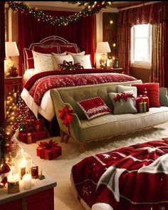 #christmas furniture
#christmas furniture ideas
#christmas furniture decorations
#christmas furniture trendy
#christmas furniture design Romantic Christmas Bedroom, Xmas Bedroom, Christmas Rooms, Cottage Rooms, Christmas Bedroom Ideas, Christmas Cabin, Holiday Bedroom, Richard Chamberlain