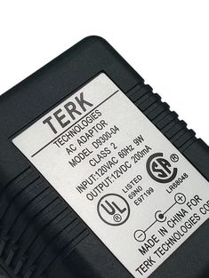 a black and white electronic device with the words terk on it