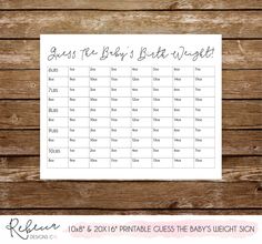 guess the baby's bottle weight chart on a wooden background with text overlay