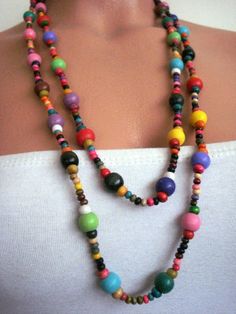 rainbow necklace, Wooden Beaded Necklace, neck wrap Gift for woman, colorful beaded necklace, girls Necklace Wooden Beads, Wooden Beads Jewelry, Wooden Bead Jewelry, Beaded Rainbow, Boho Jewelry Diy, Artsy Jewelry, Crochet Earrings Pattern, Wooden Bead Necklaces, Wrap Gift