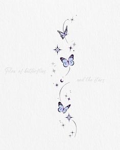 two butterflies flying in the sky with stars