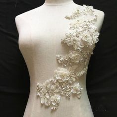 Super exquisite 3D handmade rhinestone beaded bridal lace applique with blossom rosetteCan be applied to wedding boutique , bridal hair flowers, wedding sash and belts , haute couture supplies Size for each piece is about 15X27cm Shop directory :https://www.etsy.com/shop/Retrolace?ref=si_shop Applique Lace, Motifs Perler, Flower Boutique, Stunning Prom Dresses, Wedding Sash Belt, Bridal Hair Flowers, Wedding Sash, Rhinestone Appliques, Bridal Sash