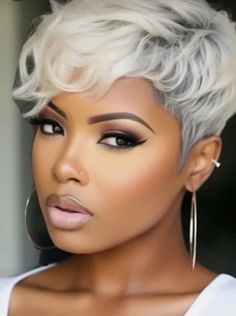 Hairstyles With Curls, Edgy Pixie Hairstyles, Short Platinum Blonde Hair, Gray Hairstyles, Silver Haired Beauties, Gorgeous Gray Hair, Amazing Hairstyles, Bangs For Women