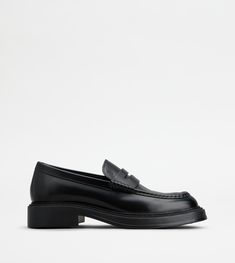 Man BLACK Loafers in Leather XXM61K0AI40LYG9MB999 Black Loafers, Stitching Leather, Full Grain Leather, Penny, Leather Upper, Grain, Online Shop, Loafers, Monogram