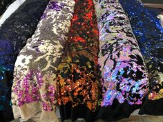 stretch velvet with luxury sequins all over 5mm shining sequins 2-way stretch Width: Stretch Velvet 58"/60" 2 - Way Stretch Content: 85% Polyester Sequin Collection is a stretch velvet fabric that has sequins embroidered throughout the whole fabric. This fabric is ideal for decorative and apparel purposes. The width of the velvet fabric is 60" and the sequins are embroidered at 58"/ 60". Item is sold by the yard. If more than one yard is purchased, item will come in one piece. Uses: Dress, Gowns Stretch Velvet, Sequin Fabric, 2 Way, Prom Gown, Black Stretch, Velvet Fabric, Sequin Skirt, Kimono Top, Sequin