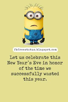 a minion with glasses on it's face and the words happy new year written in