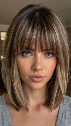 Partial Highlights With Bangs, Face Framing Long Bob, Face Framing Layers Fine Hair, Layered Hair With Bangs Medium, Face Framing Layers Shoulder Length, Face Framing Highlights With Bangs, Current Bangs, Bangs And Face Framing Layers, Bangs With Highlights