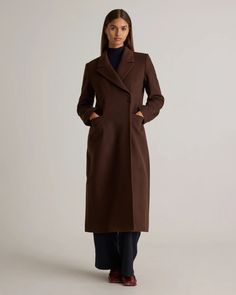 Italian Wool Tailored Coat Executive Office Attire For Women, Double Breasted Wool Coat Women, Burgundy Wool Coat, Dark Brown Wool Coat, Wool Outfits Woman, 100% Wool Coat, Maxi Wool Coat, Wedding Guest Coat, Quince Clothing