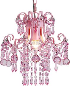 a pink chandelier hanging from the ceiling