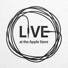 the logo for live at the apple store