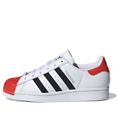 Lego x Adidas originals Superstar 360 J H03955 (SNKR/Skate/Low Top/Non-Slip/Wear-resistant) Red Adidas Sneakers With Round Toe, Adidas White Sneakers With Rubber Toe Cap, Adidas Sneakers With Rubber Toe Cap For Sports, Sporty Skate Shoes With Rubber Toe Cap, Red Adidas Sneakers For Training, Red Adidas Training Sneakers, Red Sneakers With Three Stripes For Sports, Red Adidas Skate Shoes, Red Adidas Skate Shoes For Sports