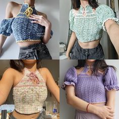 three pictures of different types of clothing with one woman's head in the middle