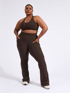 Contour Pocket Flare Legging - Cold Brew Fitted High-waist Activewear With Contoured Waistband, Full Length Activewear With 4-way Stretch And Contoured Waistband, Gym Leggings With Contoured Waistband And 4-way Stretch, Gym Leggings With 4-way Stretch And Contoured Waistband, 4-way Stretch Sportswear Leggings With Contoured Waistband, Flare Legging, Support Bra, Spandex Shorts, Compression Leggings