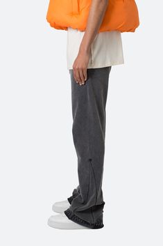 the Contrast Bootcut Sweatpants are designed with a relaxed fit throughout, featuring an elasticized self waist and leg opening, multi-colored paint splatter throughout, and finished with denim and contrasting panels at the inseam and outseam to provide a flare at the leg opening. details relaxed fit flared leg opening 55% cotton 45% polyester model is 6’1, 140 lbs and wears a size medium Athleisure Straight Leg Bottoms For Elevated Casual, Urban Straight Hem Bottoms For Fall, Cotton Straight Leg Bottoms With Elastic Side Panels, Washed Black Cotton Athleisure Bottoms, Stretch Straight Leg Sweatpants For Elevated Casual, Cotton Bottoms With Elastic Side Panels And Straight Leg, Fall Streetwear Pants With Straight Hem, Straight Hem Pants For Fall Streetwear, Sporty Baggy Pants With Straight Hem