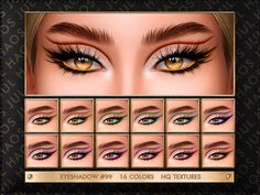 the eyeshadow is all different colors and features an eyeliner palette for each individual