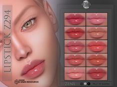 an image of a woman's lips with different colors and sizes on it, including the