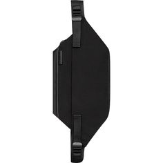 the back side of a black bag with an attached strap and two zippers on it