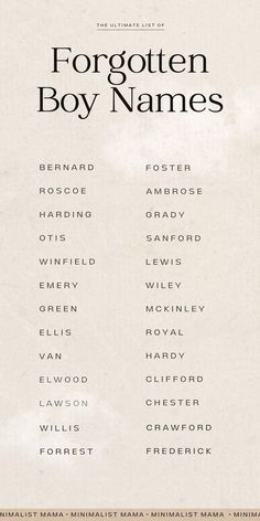 the cover of forgotten boy names