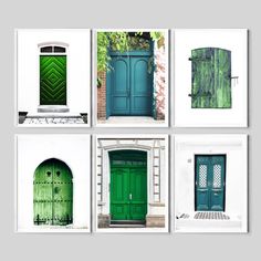 green doors and windows in different styles, sizes and colors are featured on this page