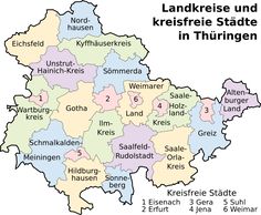 a map of the state of thuringen with all its towns and major roads