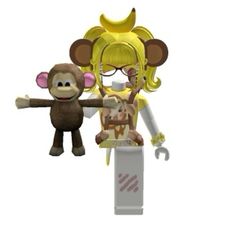 a monkey and girl are standing next to each other