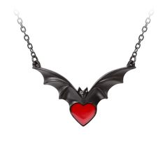 Shrine of Hollywood SOMBRE DESIR BAT NECKLACE Bat necklace Jewelry - Necklaces and Chokers necklace Blood Heart, Bat Pendant, Metal Bat, Bat Necklace, Red Heart Necklace, Alchemy Gothic, Gothic Pendant, Goth Necklace, Gothic Gifts