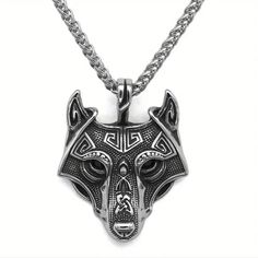 Wolf Head Stainless Steel Pendant Necklace Measurements In Pic Fenrir Wolf, Necklace Measurements, Diamond Eyes, Wolf Head, Mens Jewelry Necklace, Jewellery Uk, Norse Mythology, Mens Accessories Jewelry, Stainless Steel Pendant