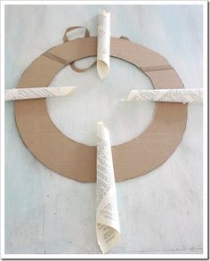 paper rolls are taped together to make a wreath