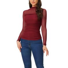 This mesh top is designed to add a touch of edgy sophistication to any outfit. A must-have option for the new season, add new styles to your wardrobe. The mesh fabric of this top adds a breathable and lightweight feel to it, making it perfect for both casual and dressy occasions. Style with your fashion pants or skirts for a stylish look. Measurement (in inches) International Size----------Chest Girth----------Waist Girth----------Shoulder Width XS------------------------------31 1/2------------ High Stretch Tops For Evening In Spring, High Stretch Mesh Top For Fall Parties, Stretch Mesh Top For Winter Parties, High Stretch Mesh Party Top, Fitted Mesh Top For Winter Parties, Sheer High Neck Top For Winter, Fitted Mock Neck Top For Fall Party, Winter Party Mesh Top With Stretch, Sheer High Stretch Tops For Night Out