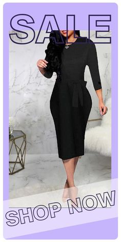 Black Fashion Casual Solid Basic O Neck Long Sleeve Dresses Non-stretch Office Dress, Stretch Solid Color Office Dress, Black Solid Color Office Dress, Casual Solid Color Dresses For Going Out, Casual Bodycon Dress For Office, Casual Bodycon Dress For The Office, Spring Office Black Bodycon Dress, Spring Black Bodycon Dress For Office, Spring Bodycon Dress For Office In Black